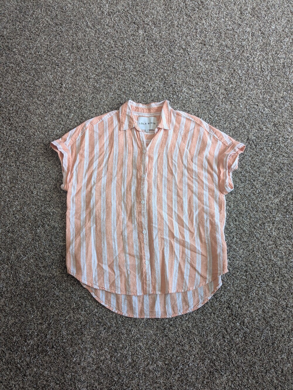Lola River Linen Blend Striped Coastal Shirt Size Large